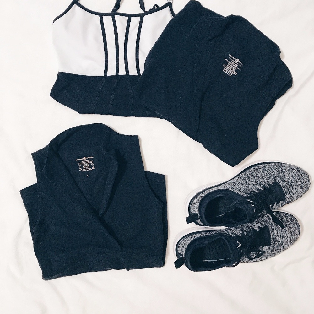 Black Lulu Lemon Whisper tops- 2 for $20