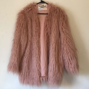 Urban Outfitters Oversized Pink Faux Fur Coat