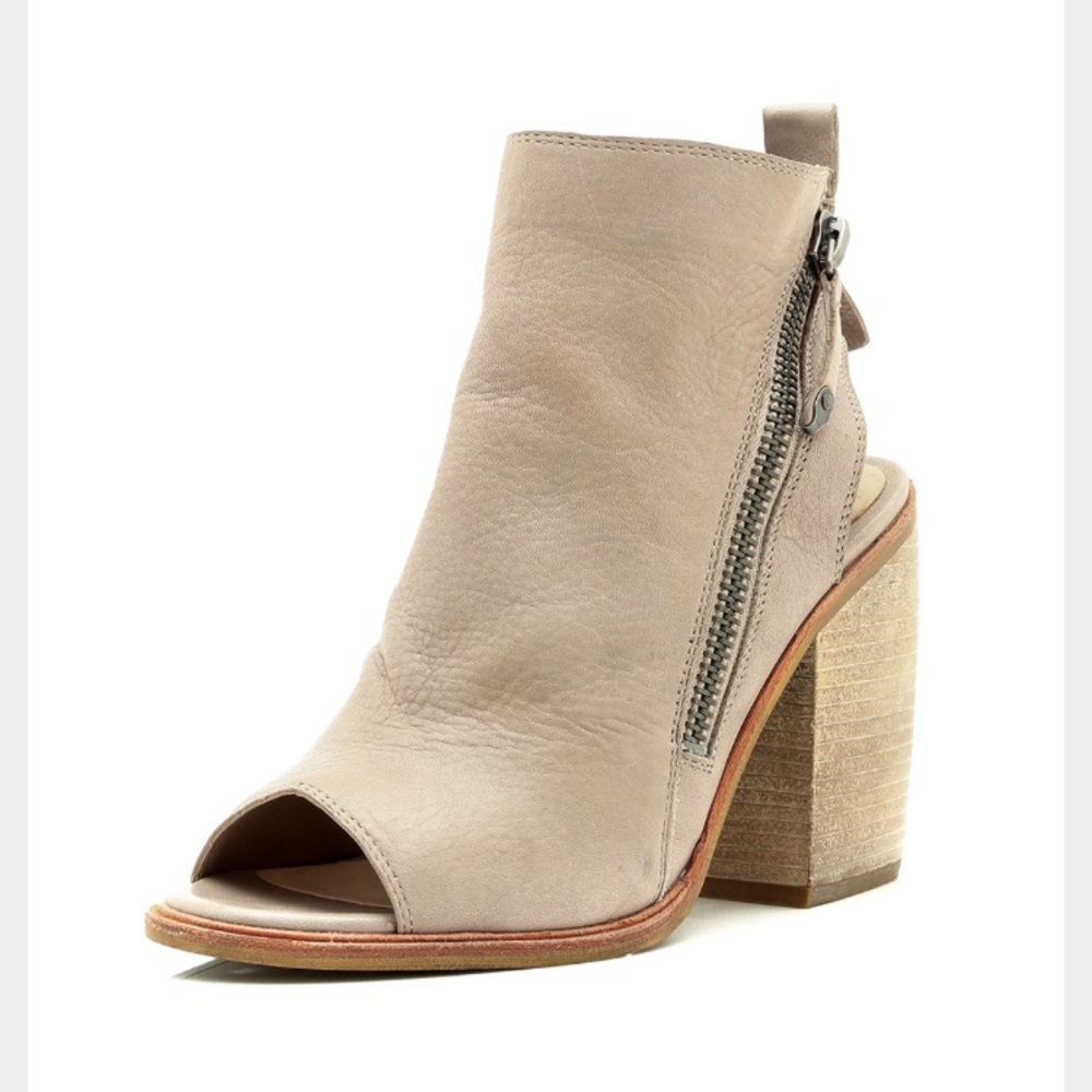 Dolce Vita Cream Leather Open Toe Booties