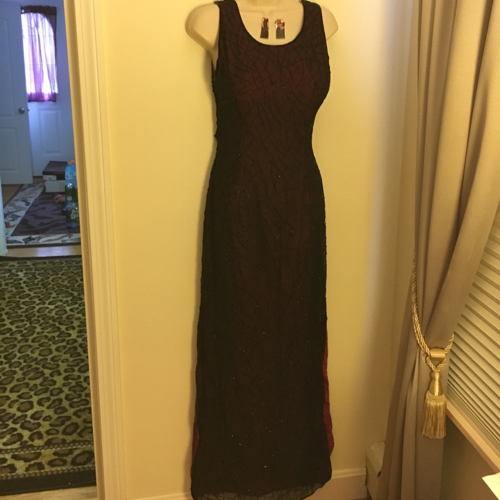 STUNNING GOWN With SLITS ON THE SIDE ALL BEADED