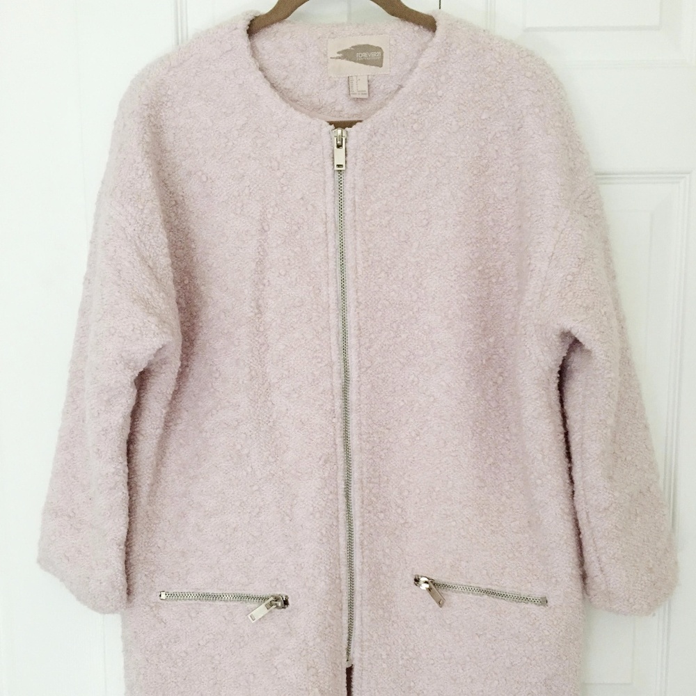 Forever21 Retro Powder Pink Boucle Coat