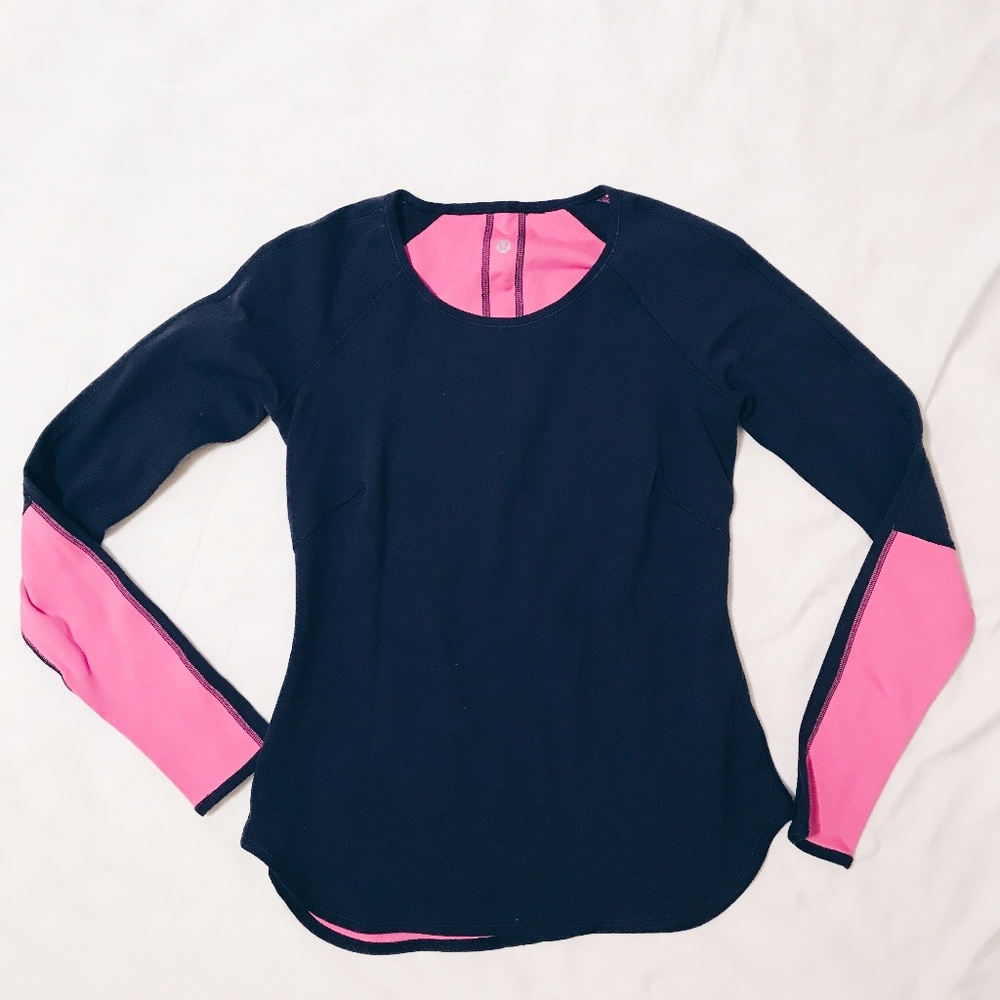 LuLu Long Sleeve Navyish and Pink Top