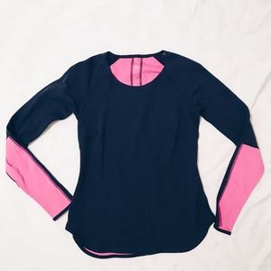 LuLu Long Sleeve Navyish and Pink Top