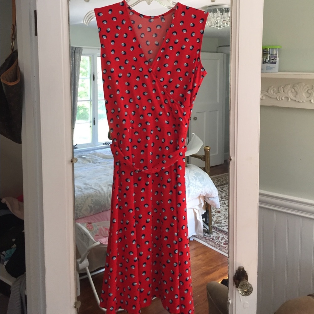 Leota Red and Blue Dotted Dress