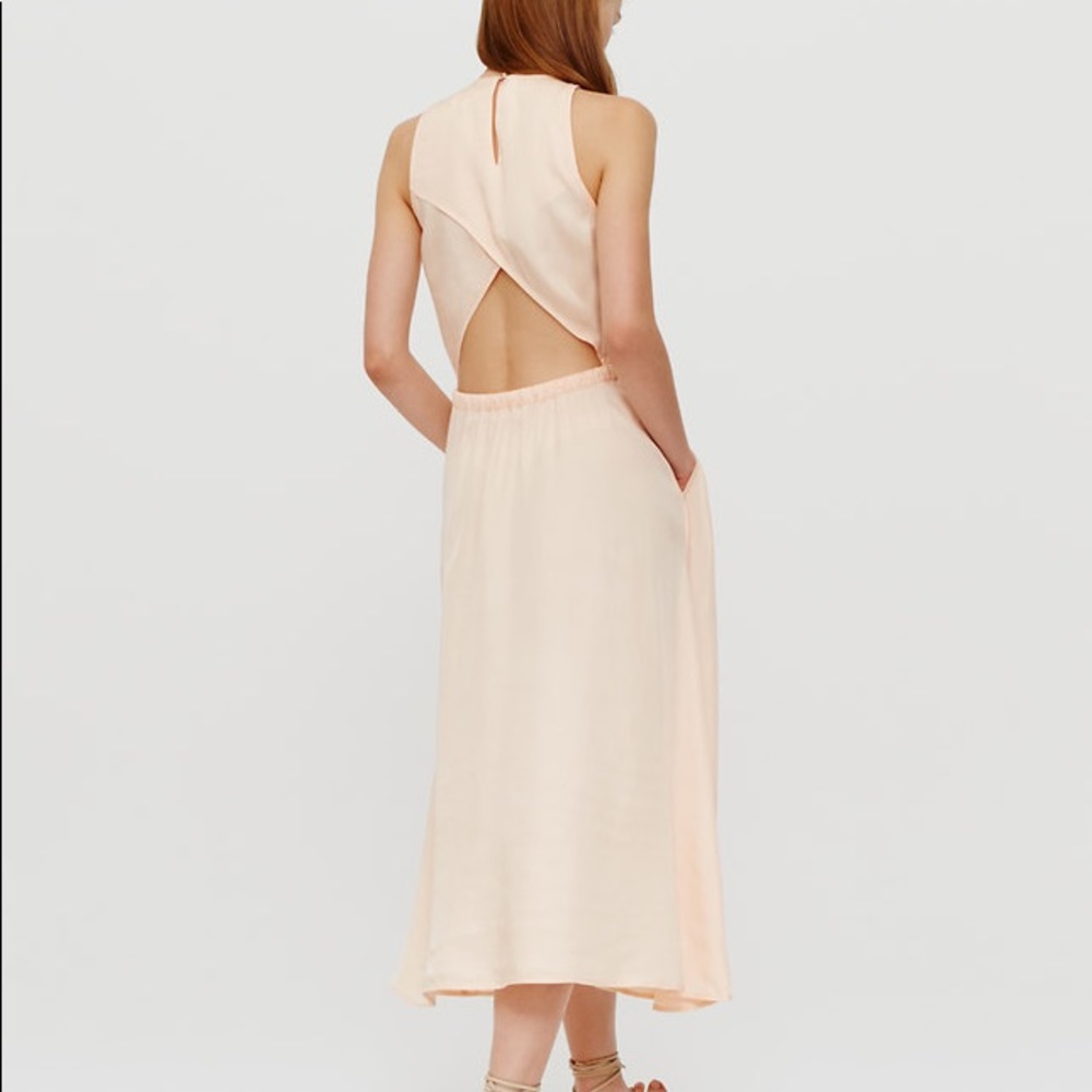 Lou & Grey Peach Cut Out Midi Dress Size S LOFT