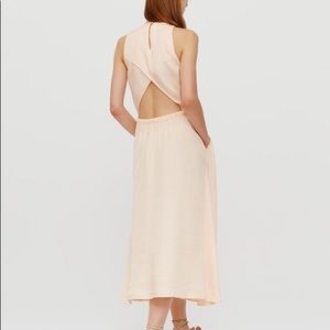 Lou & Grey Peach Cut Out Midi Dress Size S LOFT