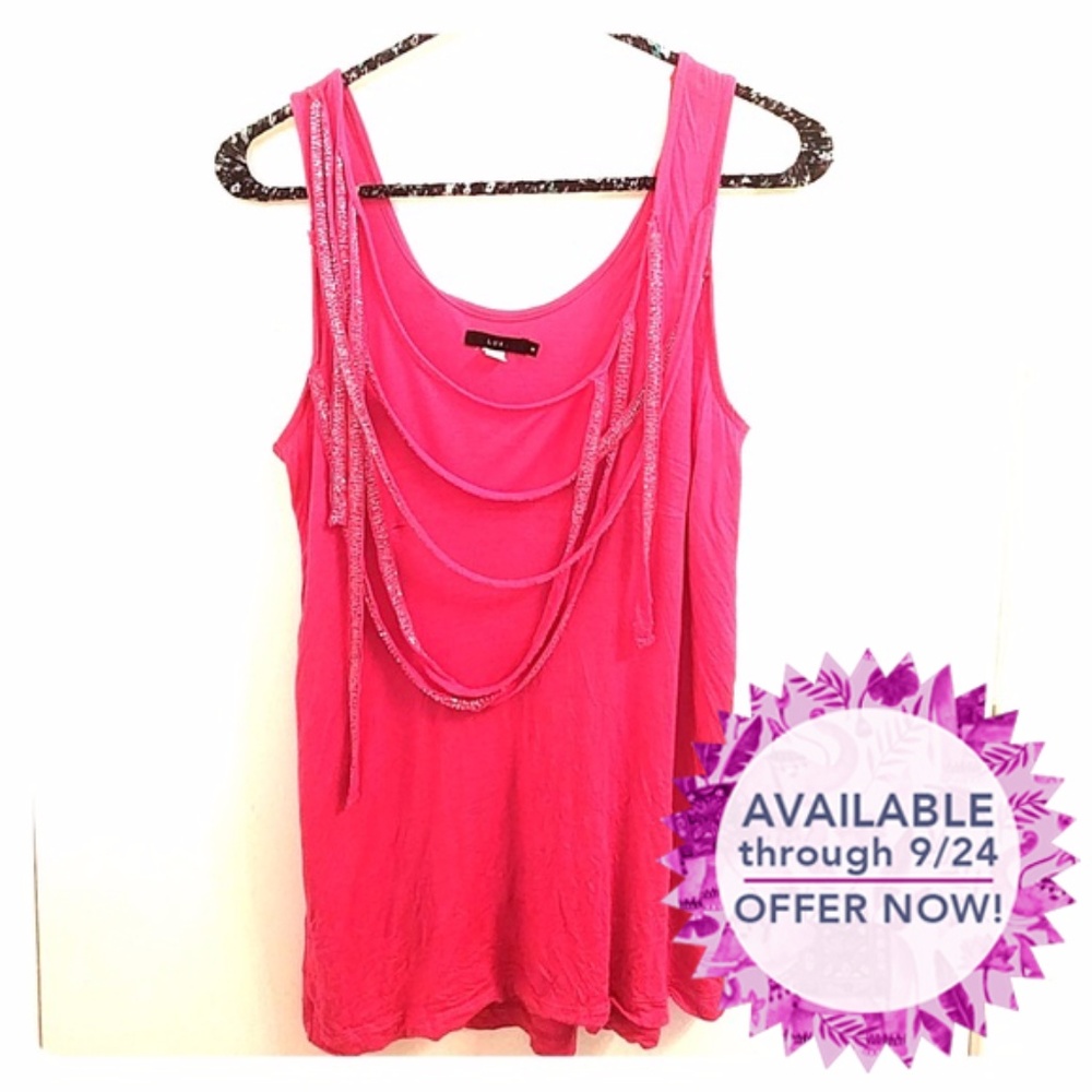Urban Outfitters Lux Pink Tank with Beaded Strings