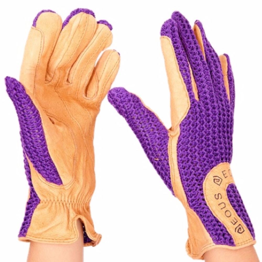 Crocheted Cotton Multi Purpose Gloves (Purple)