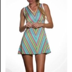 Striped V Neck Tennis Dress