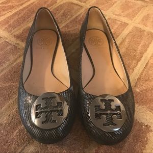 Tory Burch Reva flats.  Size 7M Black iridescent