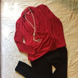 Sunny Leigh Drape Front Sweater,Size Medium