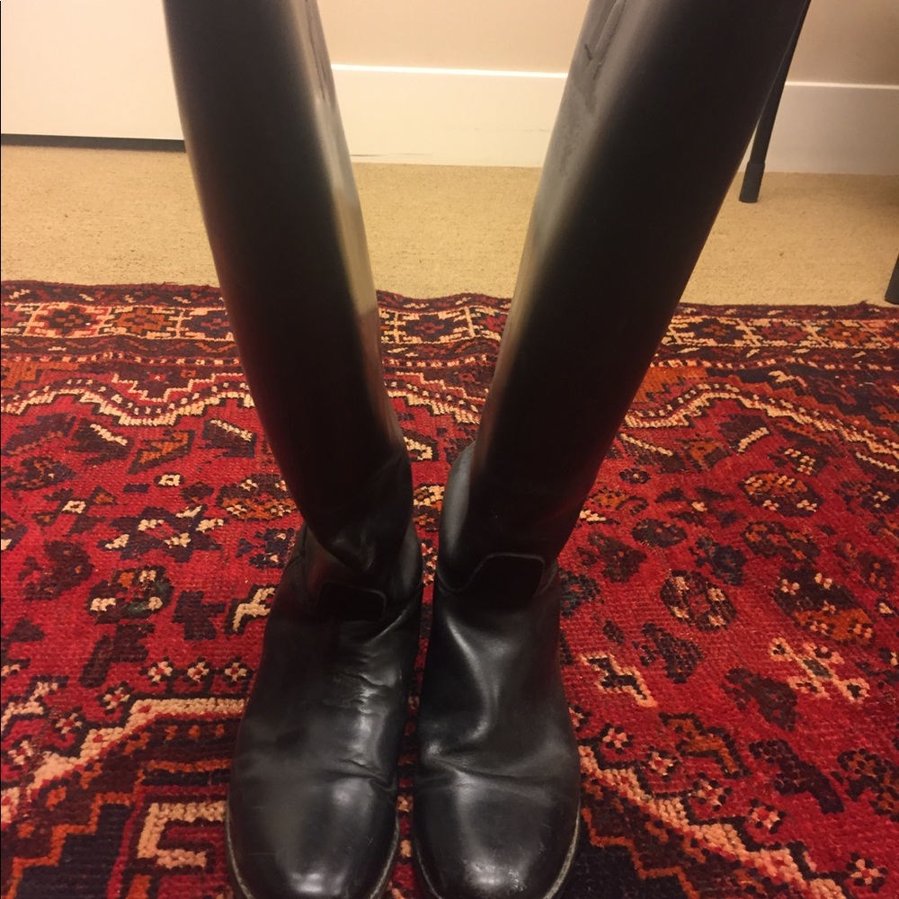 Genuine leather black riding boots 8.5