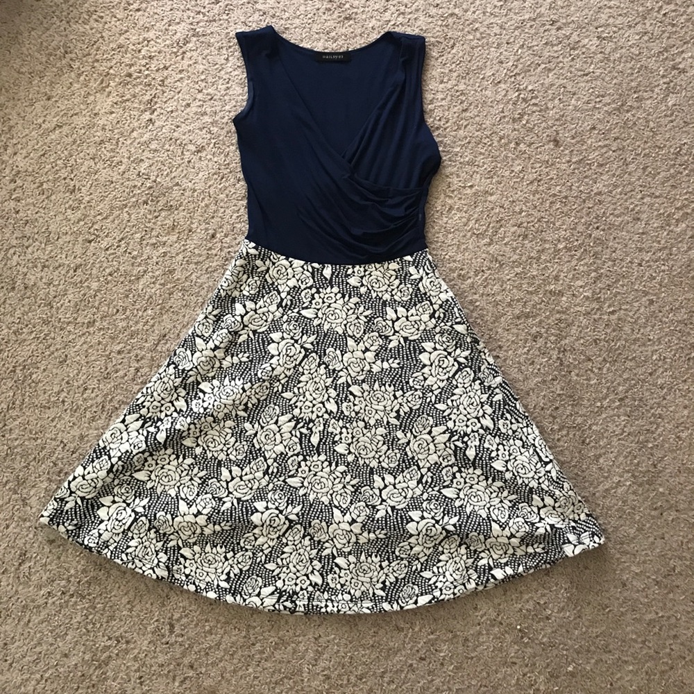 Blue and White Semi Formal Dress
