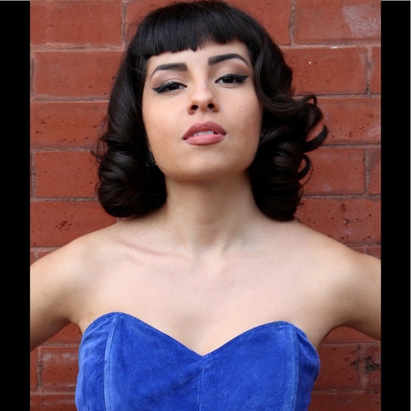 Vintage 1980s Suede Peplum Strapless Dress - Picture 2 of 3