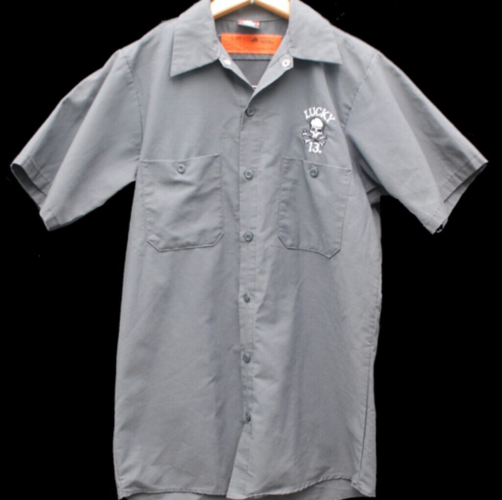 Lucky 13 Button down mens RAB shirt skull size M