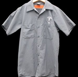 Lucky 13 Button down mens RAB shirt skull size M