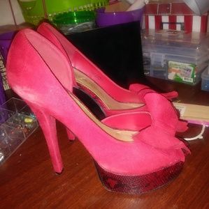 Red Chinese Laundry Suede Stilettos.