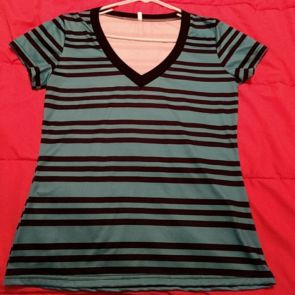 Aqua and black stripes shirt