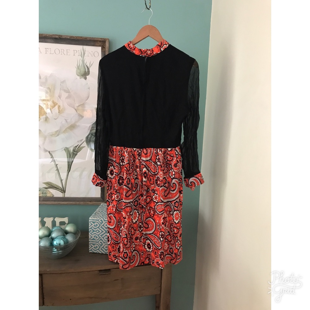 Vintage 70's Casual Paisley Mesh Dress - reduced-