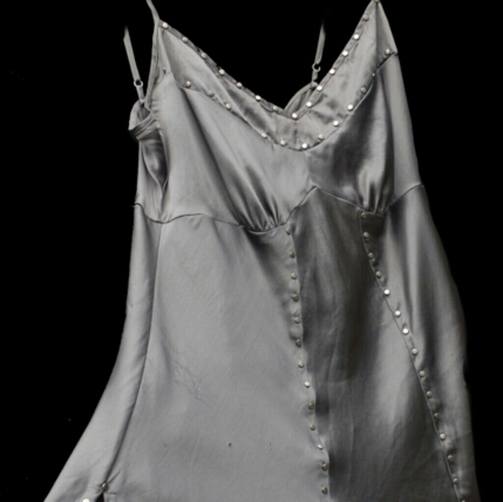 Sexy silver metallic silk camisol unusual metal