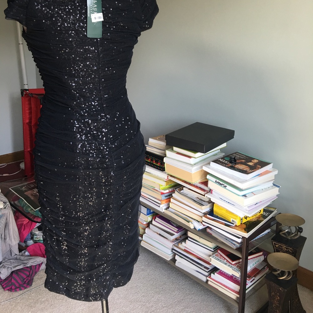 Black net sequence evening dress by Ralph Lauren 6