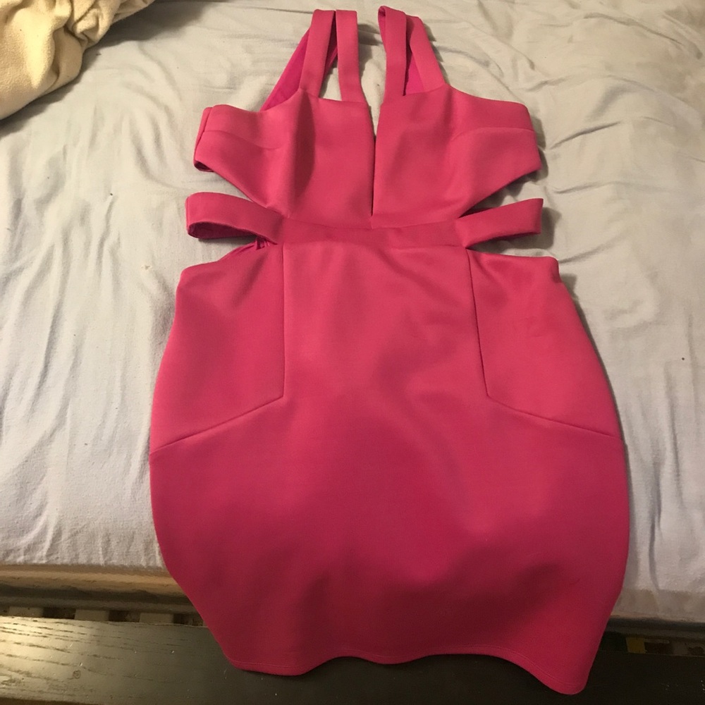 Bebe fuscia cut out dress