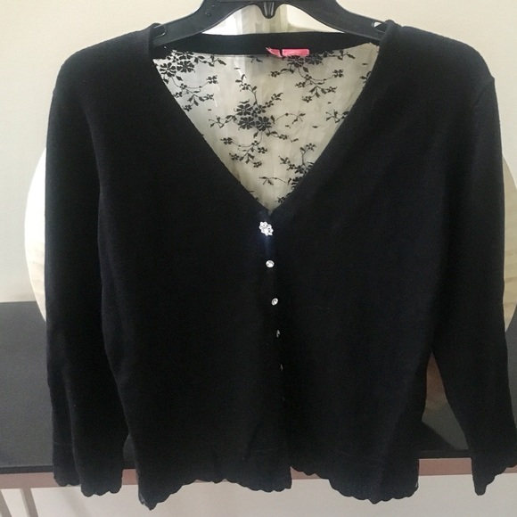 Sweaters - Black cardigan with a lace back and rhinestones