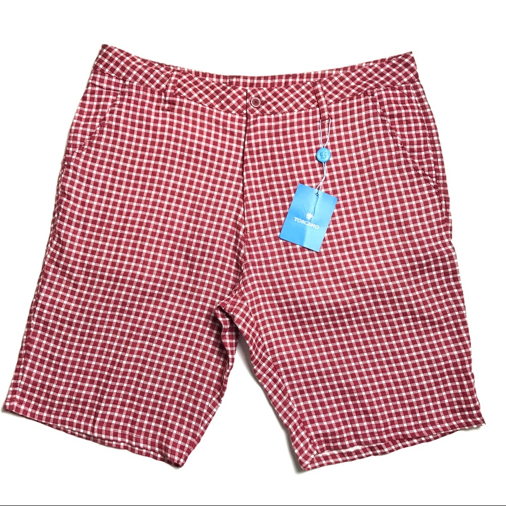 Toscano Mini Check Linen Short Rosewood