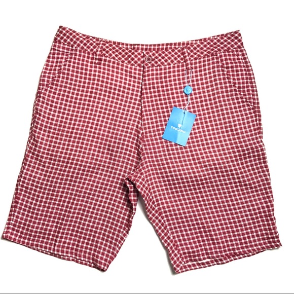 Toscano Mini Check Linen Short Rosewood - Picture 1 of 6