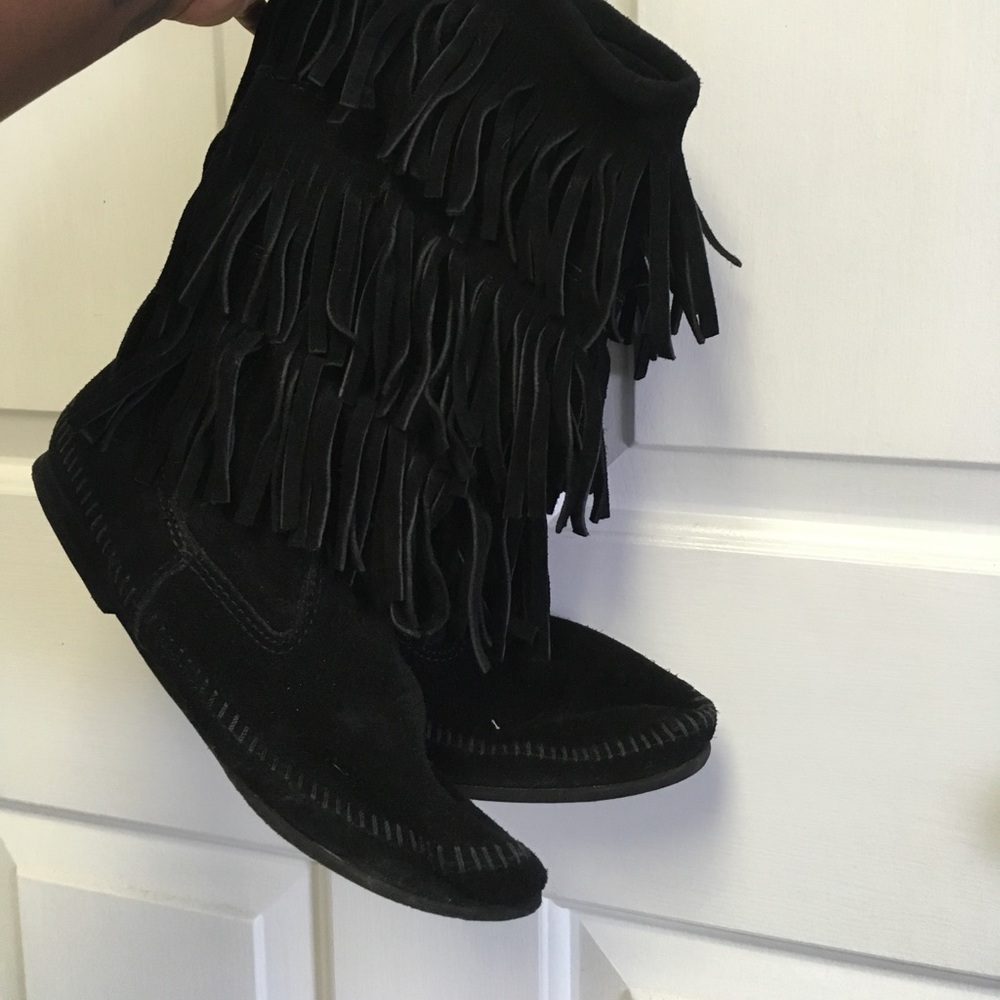 Suede fringe moccasins