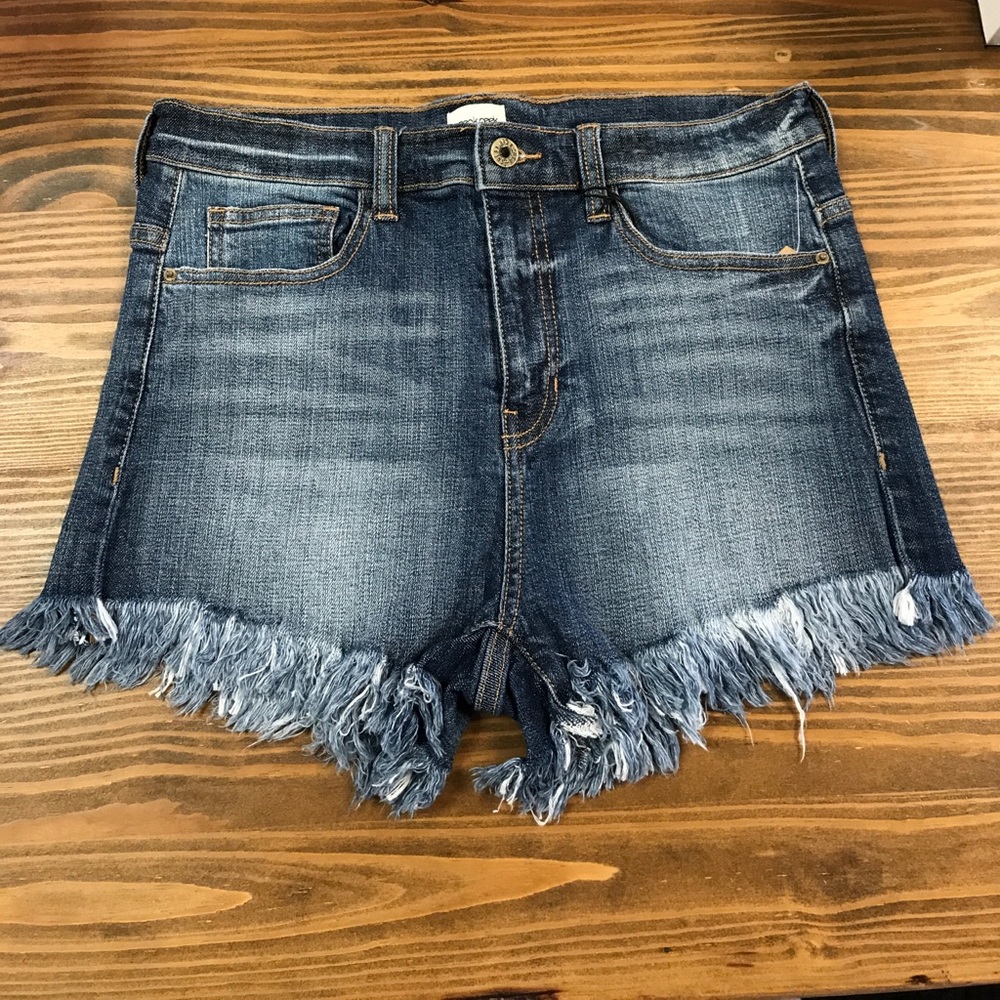 Frayed High Rise Jean Shorts