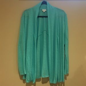 Turquoise J Jill linen cardigan, size Large