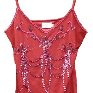 Sexy sequin hot pink ooak camisole top magenta