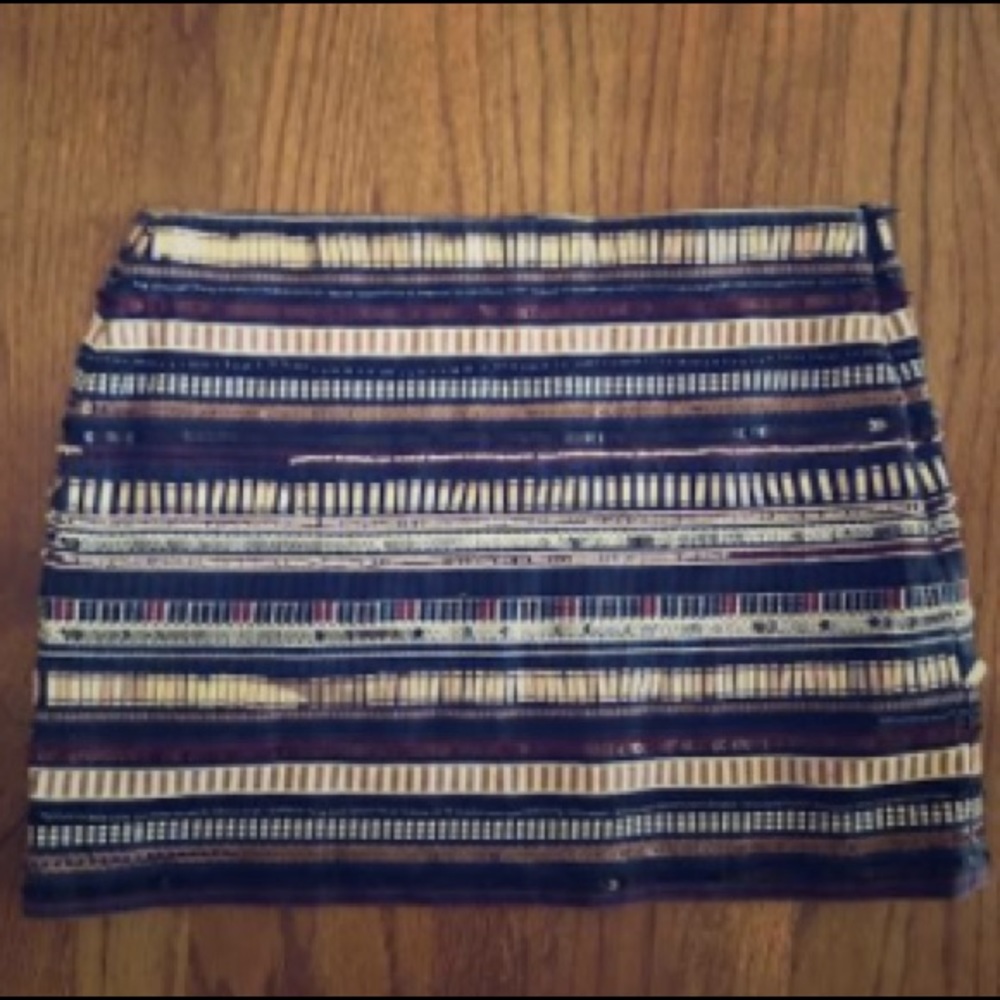 Zara Aztec Sequin Beaded Embroidered Mini Skirt