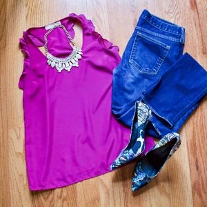 Pins and Needles Ruffle Racerback Blouse