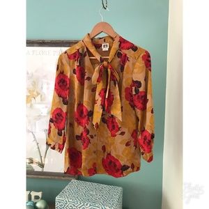 Anne Klein Long Sleeve Floral Blouse -reduced-
