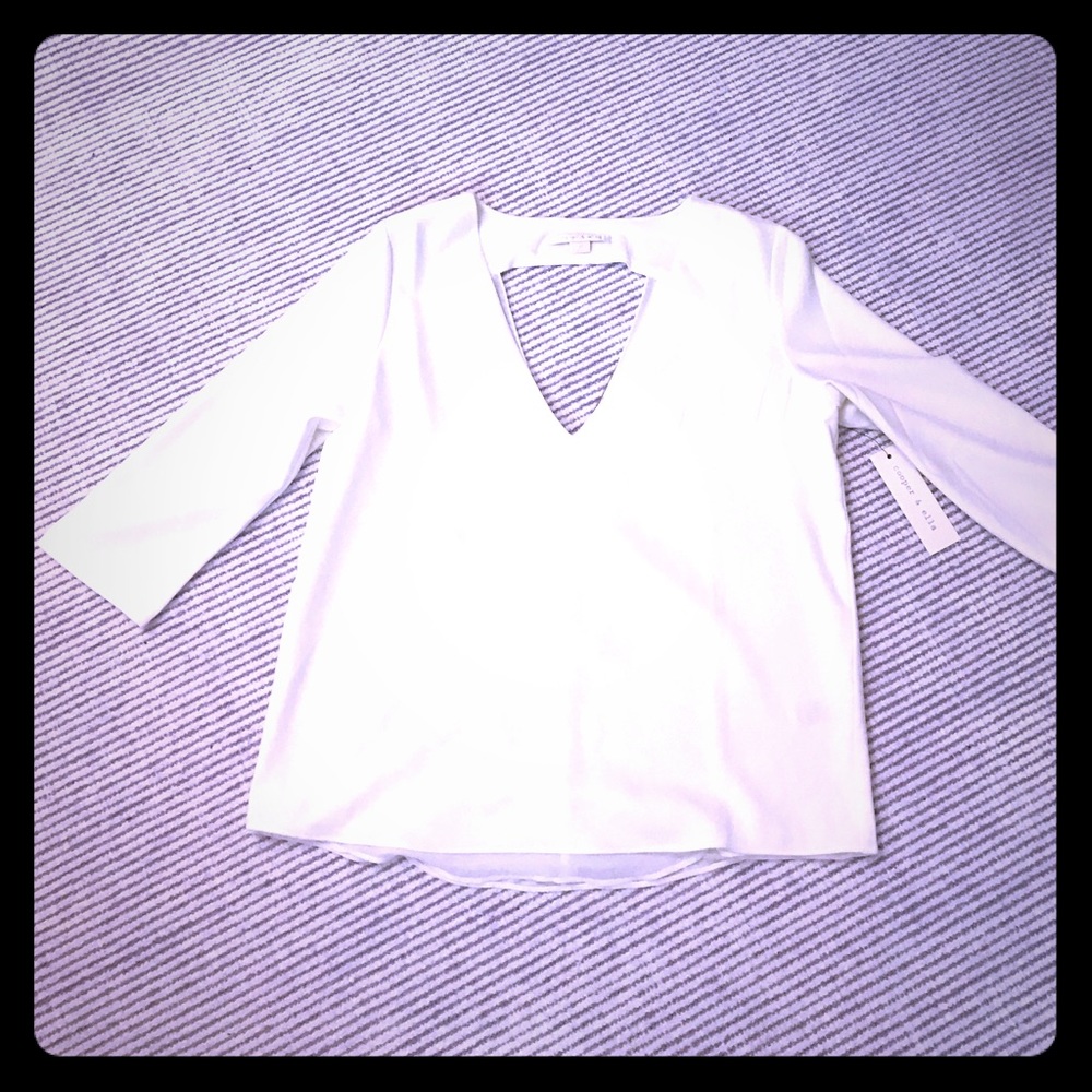 Ivory three-quarter sleeve blouse