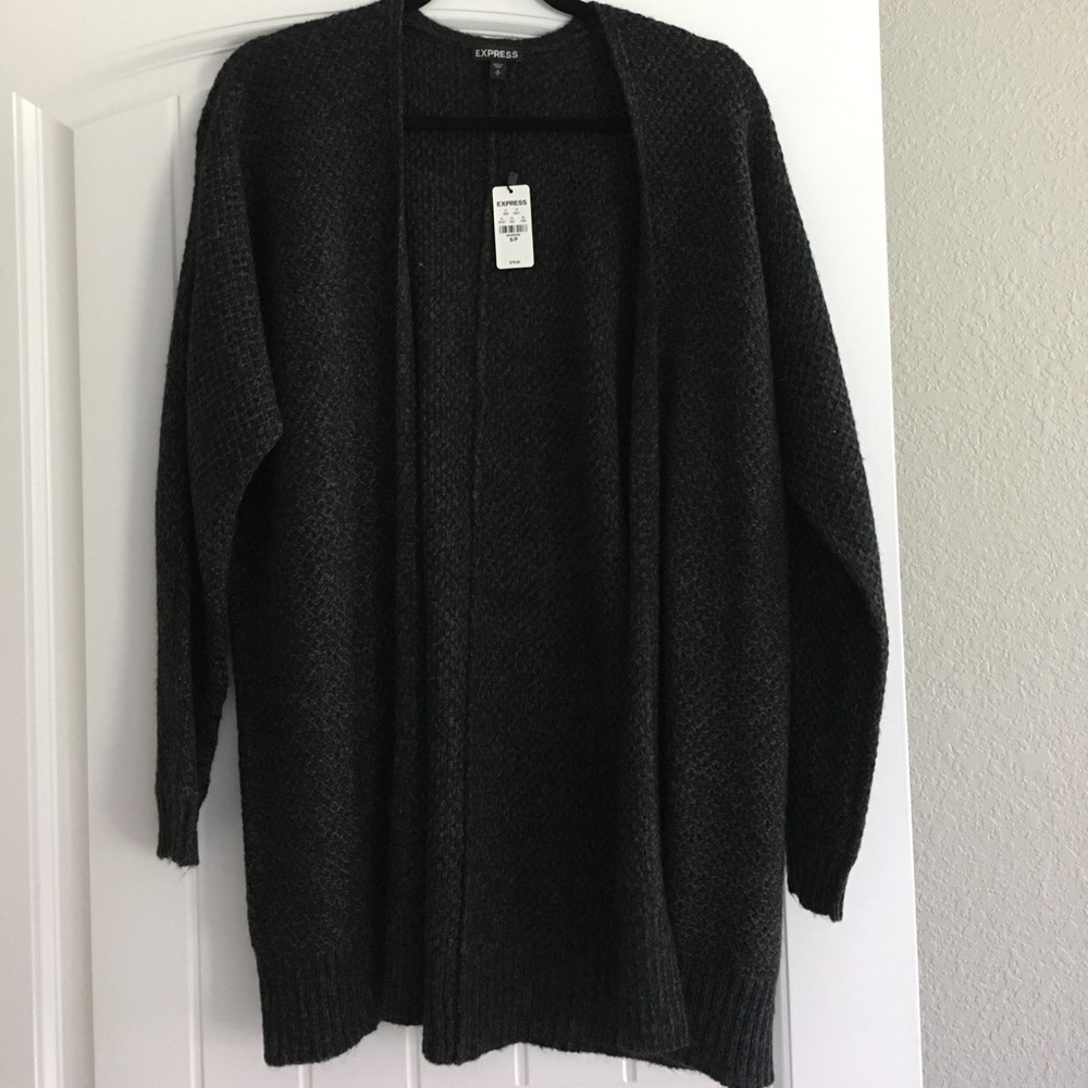 NWT. Women's Small Dark Charcoal Gray/Black Cardi