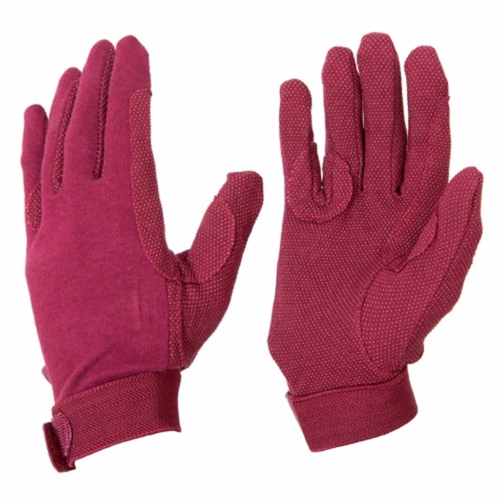 Cotton Work & Riding Gloves (Burgundy)