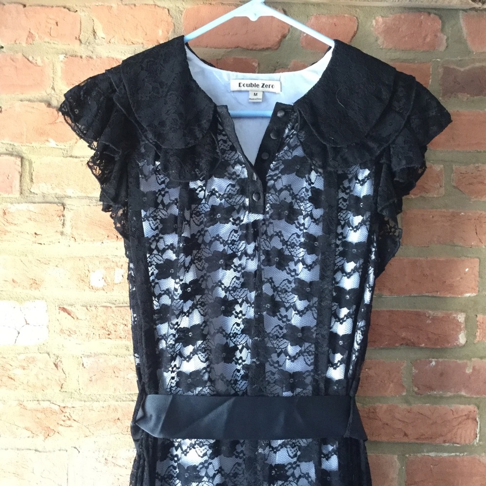 Retro Black Lace Short Sleeve Dress