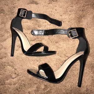 Black patten Leather single strap heels
