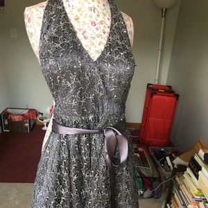 Adrianna papell slate grey evening dress 10p