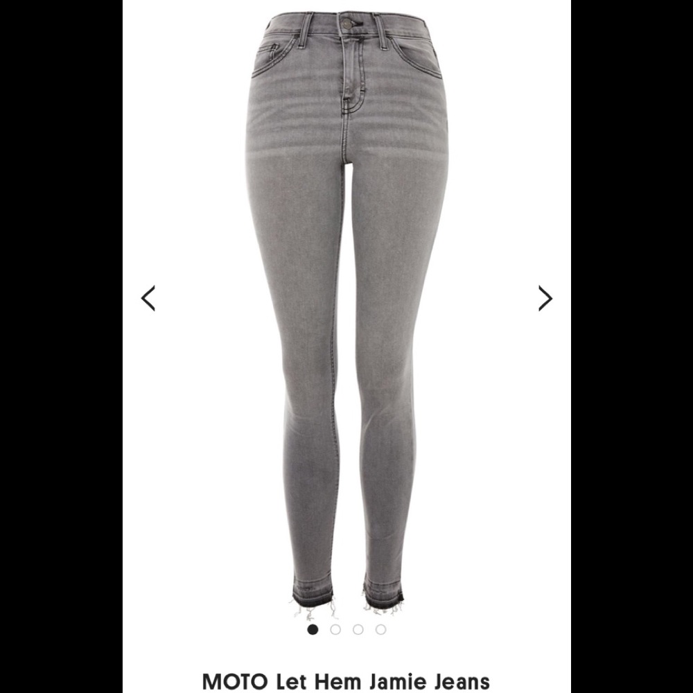 TopShop MOTO Grey Let Hem Jamie Jeans - Sz 26 TALL