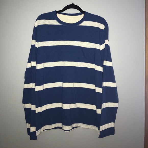 GAP Blue and White Striped Long Sleeve Shirt - Picture 1 of 2