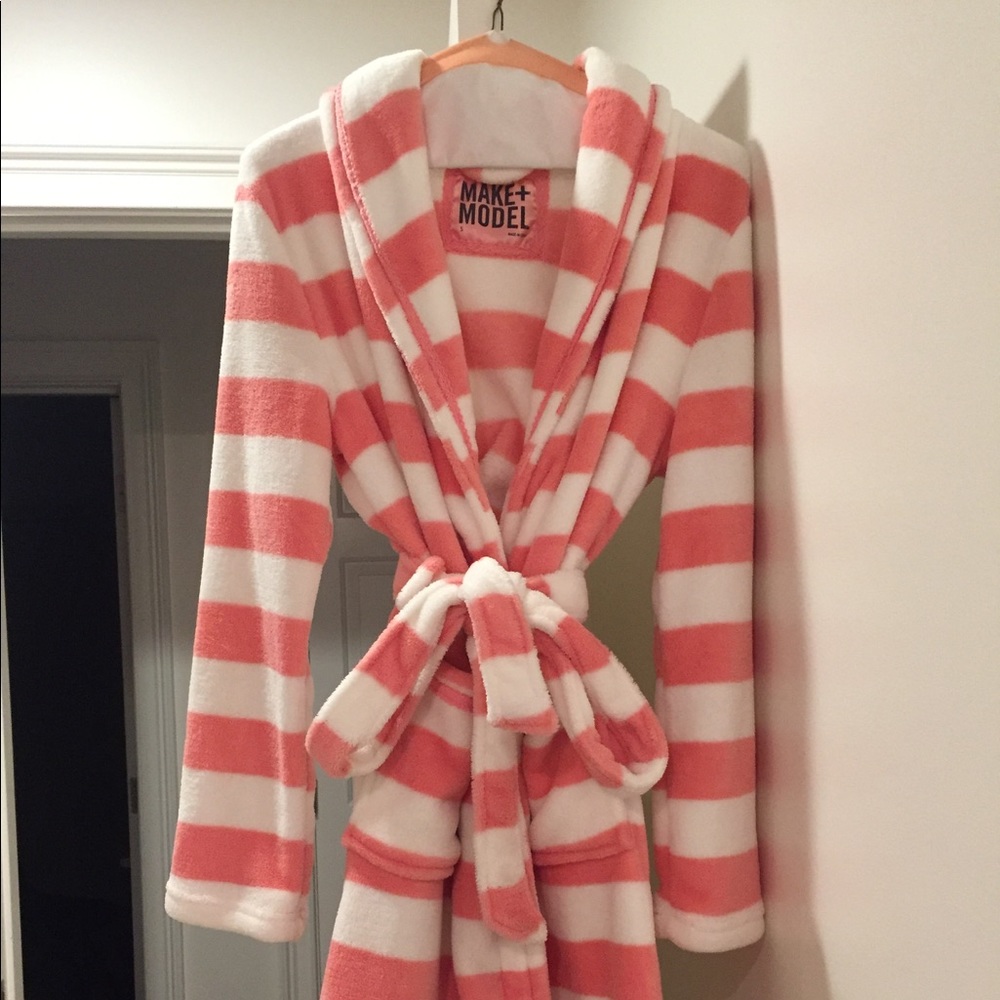 Pink and white stripe robe. Never worn.