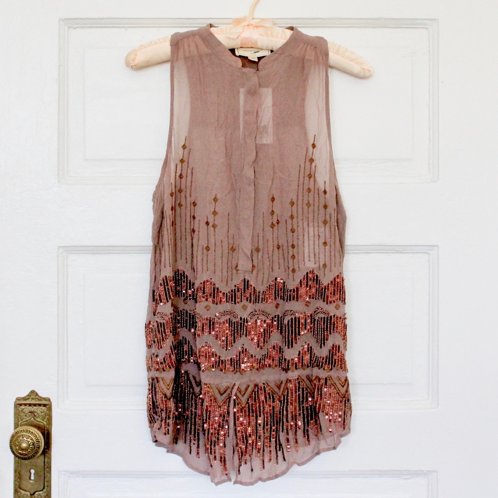 Anthropologie Moulinette Soeurs Beaded Top Size 0
