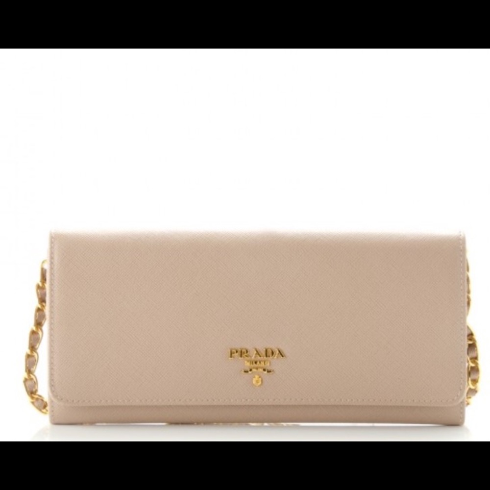 ❌SOLD❌ Prada Saffiano Wallet on Chain (Cammeo)