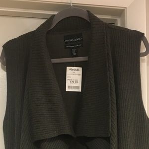Cynthia Rowley dark green merino wool vest, XL