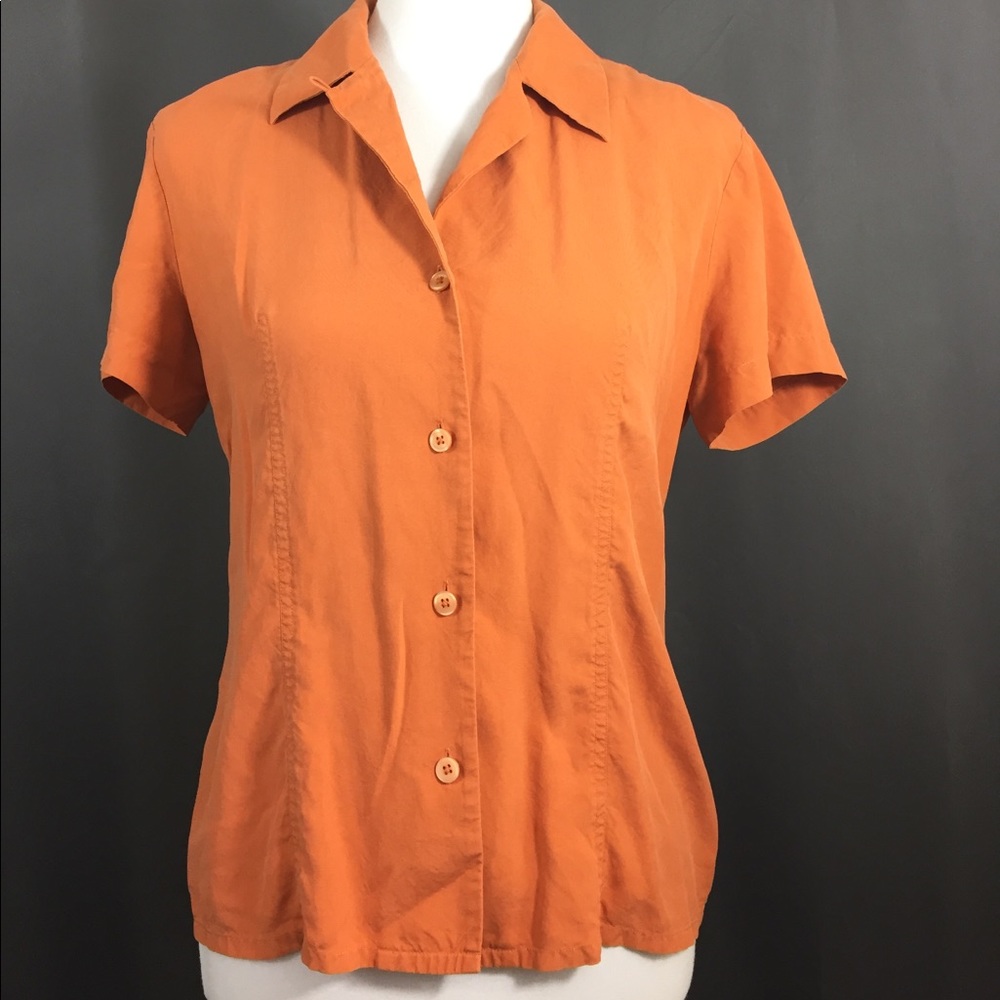 100% Silk Short Sleeve Collared Shirt