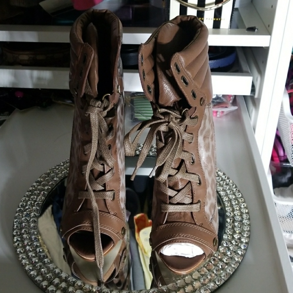 Boutique 9 brown peep toe ankle shoe